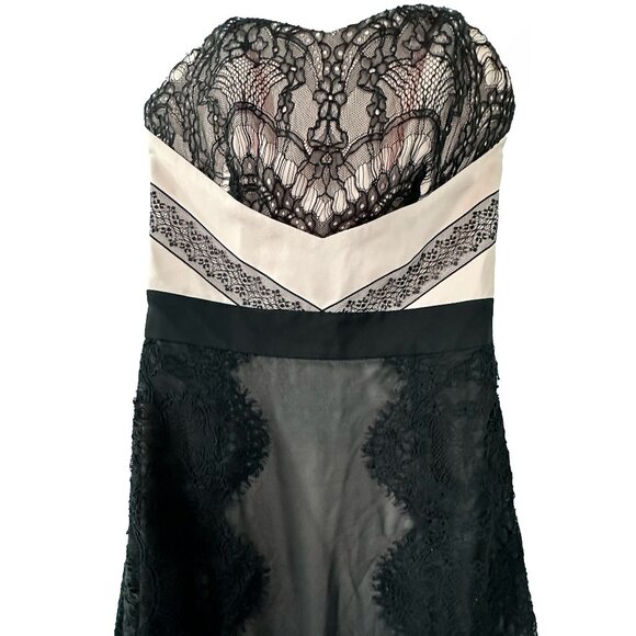 TED BAKER LONDON Black and Nude Pink Lace Detail Maxi Dress - Picture 12 of 14